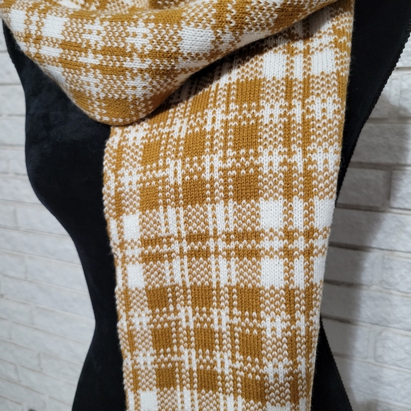 Timberland scarf wheat plaid check fall winter unisex 10" x 68 " EUC - Picture 3 of 12